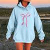 Ladies Spring Bow Printed Pullover Hooded Sweatshirt Fleece Long Sleeve Sweatshirt