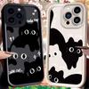 Милый Чехол для Телефона с Кошкой для iPhone 15 14 13 12 11 Pro Max XS X XR 8 7 6S 6 Plus SE 2020 Жидкий Силикон Пылезащитная Задняя Крышка Funda