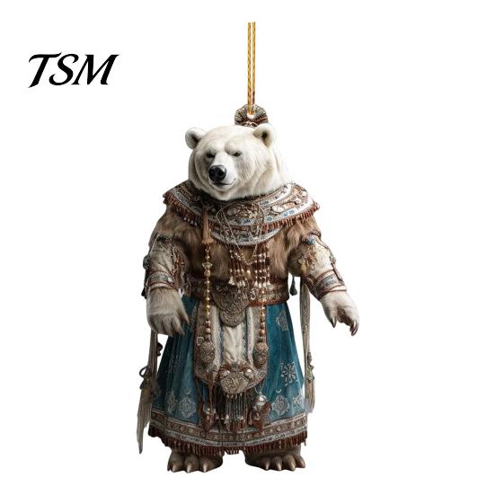 Reusable Christmas Ornament Polar Bear Cute Xmas Tree High-quality Acrylic Decor 2D Hanging Pendant for Car Interior Home