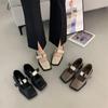 French British Style Small Leather Shoes Women'S Buckle Square Beanie Shoes Spring And Summer Wear Mary Jane Single Shoes