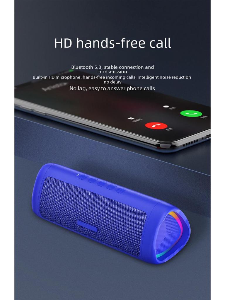 Портативный TWS-динамик Cerberus Bluetooth 5.3 с цветной подсветкой и HD-звонками, водонепроницаемый