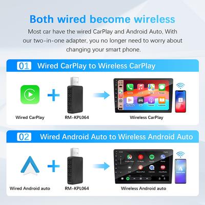2 в 1 AI Box Mini адаптер проводной для беспроводной Carplay и Android Auto совместимый с 99% автомобилей Plug and Play WiFi Smart Dongle