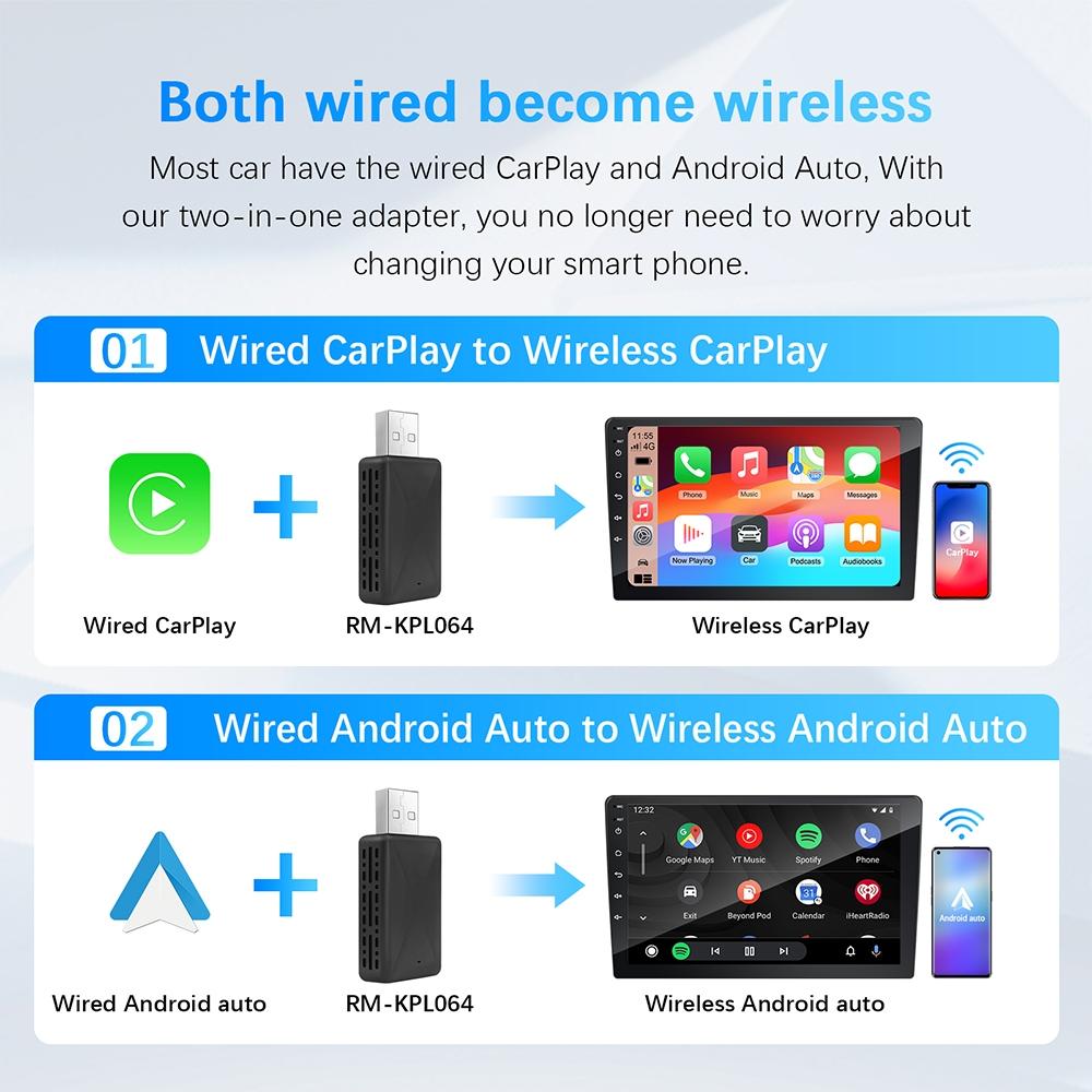 Wireless Carplay Adapter Android Auto Wireless Smart Dongle 2in1 For Land Rove RANGE ROVER DISCOVERY DEFENDER 130 110 90