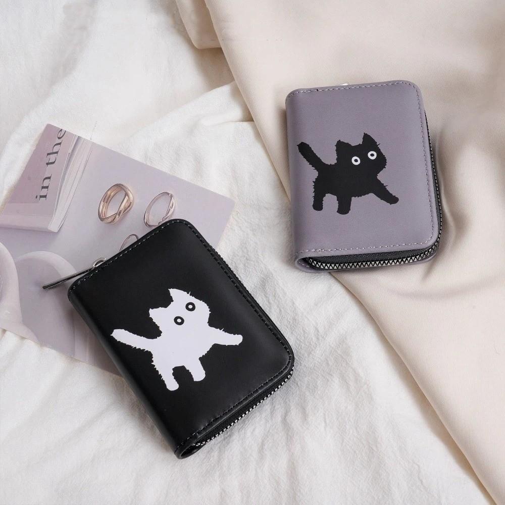 New Cat Short Wallet Large Capacity Multi Slot Coin Purse Zipper Multi Functional Money Bag