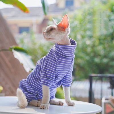 Зимняя одежда для кошки, полосатое хлопковое пальто на 4 лапы для сфинкса, футболка с длинными рукавами для котят, комбинезон для девон-рекса