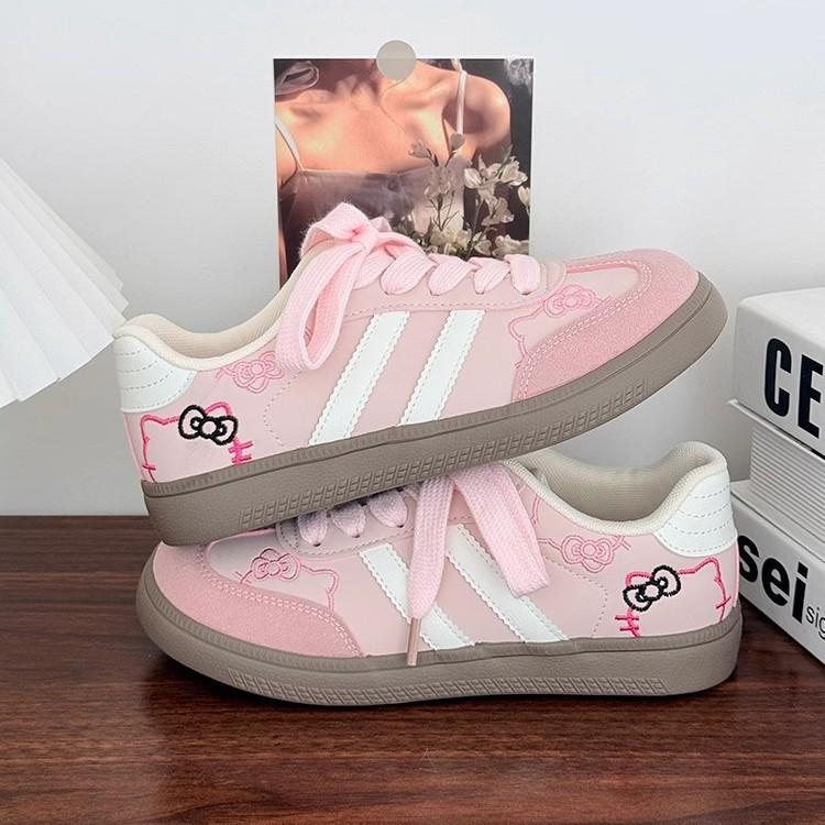 Милая вышивка кошечки KT, немецкие тренировочные туфли женские 2025 новинка, корейский нишевый шик, универсальные кеды, повседневные маленькие белые туфли женские