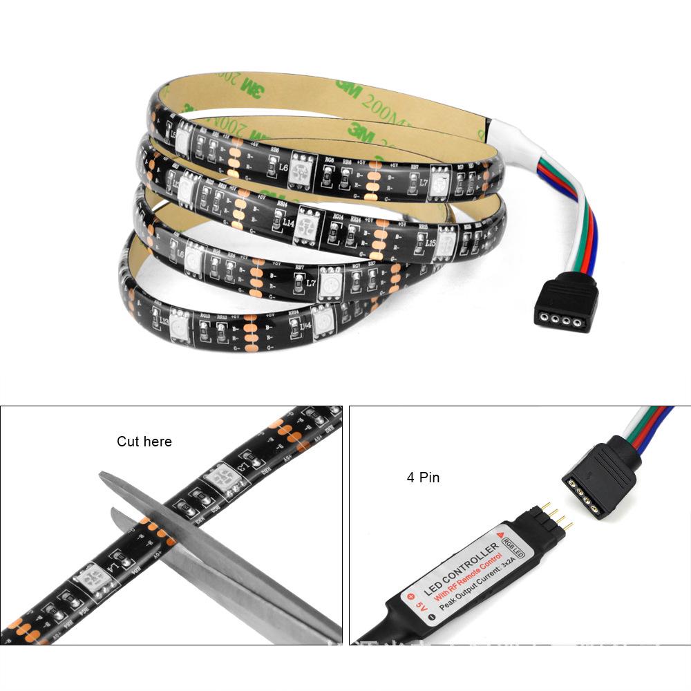 Светодиодная RGB лента 5В с водозащитным заливным клеем и RF-контроллером на 17 клавиш (Семь цветов)