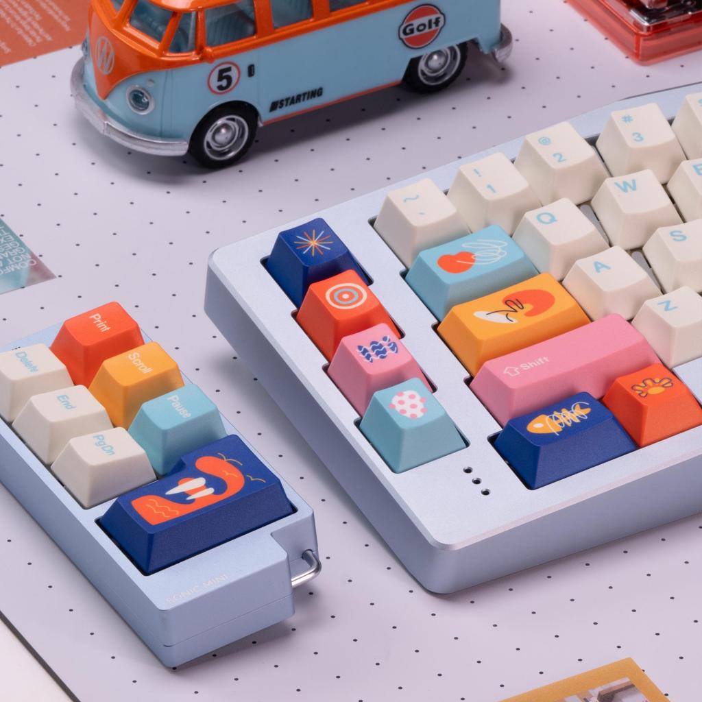 Ретро кейкапы Wuxian Village из PBT - Прочные, Пятисторонний термотрансфер, Крестообразный stem