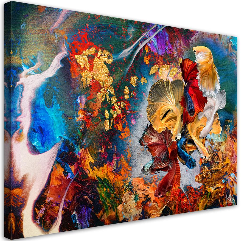 Canvas Print, Coloured Fish Abstract