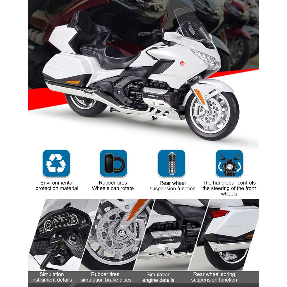 Масштаб 1/12 Welly 2020 Honda Gold Wing, литая под давлением модель мотоцикла, сверхмощный дорожный мотоцикл, коллекция игрушечных автомобилей из сплава, подарок для детей
