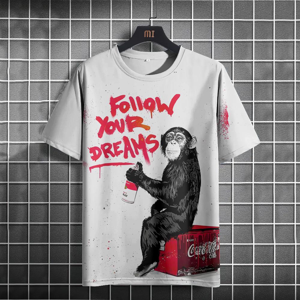 Funny Animal Men's T-Shirt 3D Printed T-Shirt Casual Loose Short Sleeved T-Shirts Oversized Men Clothing Tops Outdoor Streetwear