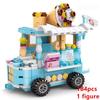 DIY Architecture Ice Cream Car Store Street View Food Building Blocks Kit Girls Bricks Classic Movie Model Kid Toys For Children
