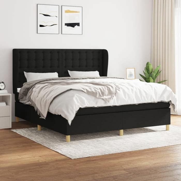 Sommier à lattes avec matelas - Maison Exclusive - 160x200 cm - Tête de lit réglable - Noir