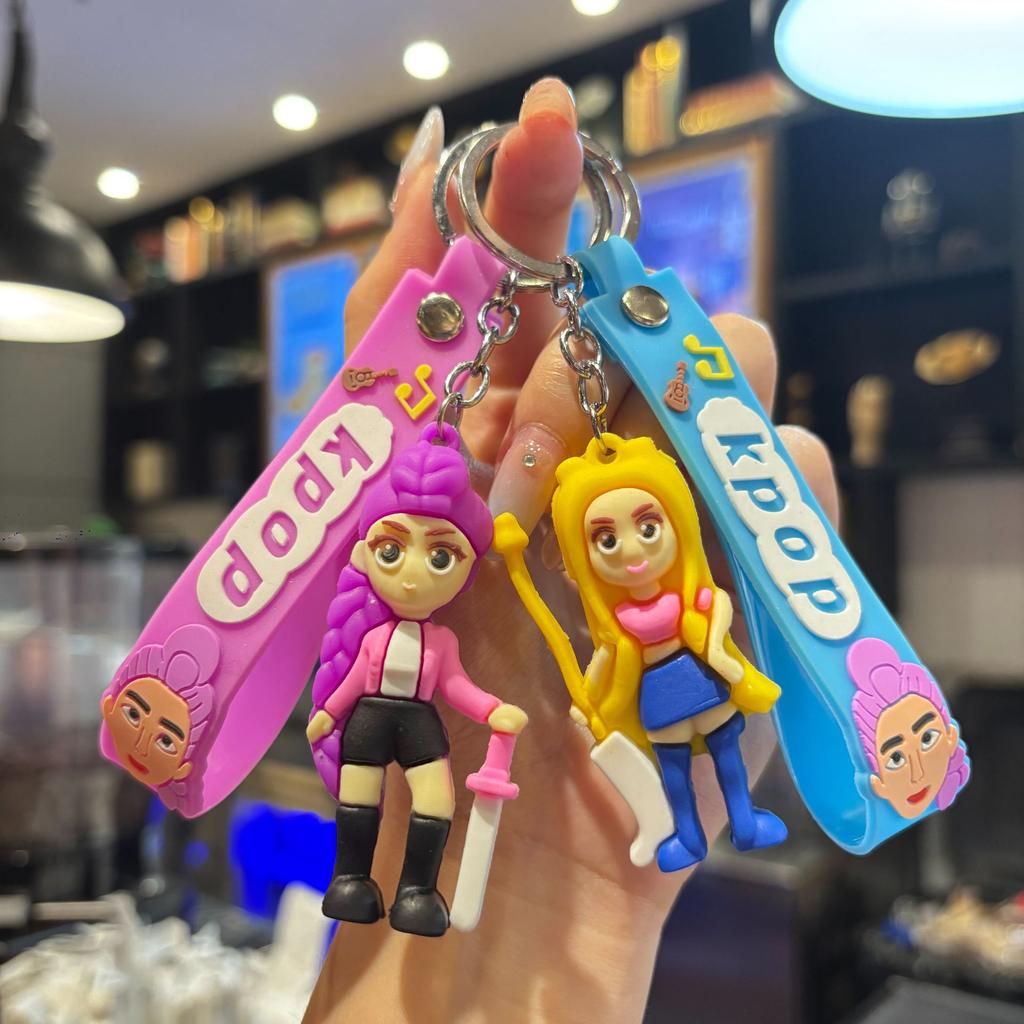 Kpop Demon Hunter Cartoon Keychain Bag Hanging Pendant Backpack Earphone Case Decoration Accessories Car Keyring Birthday Gifts