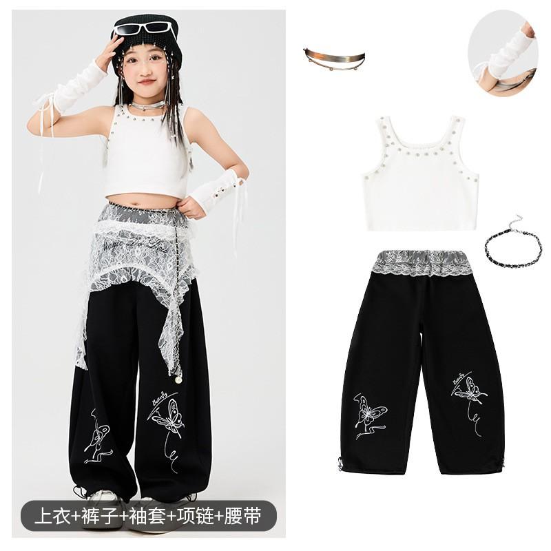 Girls Hip Hop Dance Set Kids Jazz Performance Outfit Streetwear Stage Show Costume