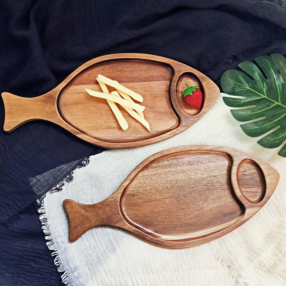 Natural Wooden Fish Dish Handmade Fish Shaped Plate Appetizers Plate Dessert Plate  Candy Display