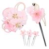 Kamakura Kogei Japanese Style Hair Ornament Set Carnation Flower Hair 3 Pink [Kamakura Craft] 5-piece Clip, Hairpin, U-pins, (light Pink)