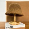 Bucket Hat Women's Autumn and Winter Light Luxury Style Versatile Bucket Hat Windproof Warmth Ear Protection Woolen Fisherman Hat