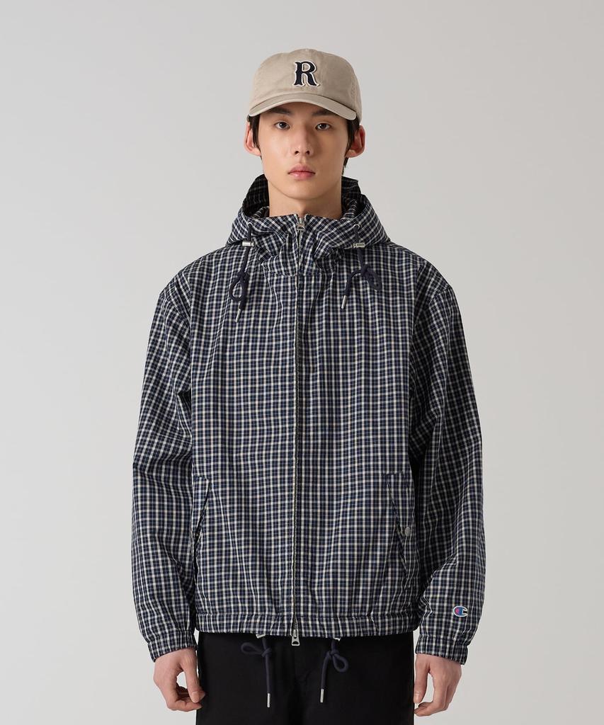 CHAMPION Check Cotton Windbreaker Navy