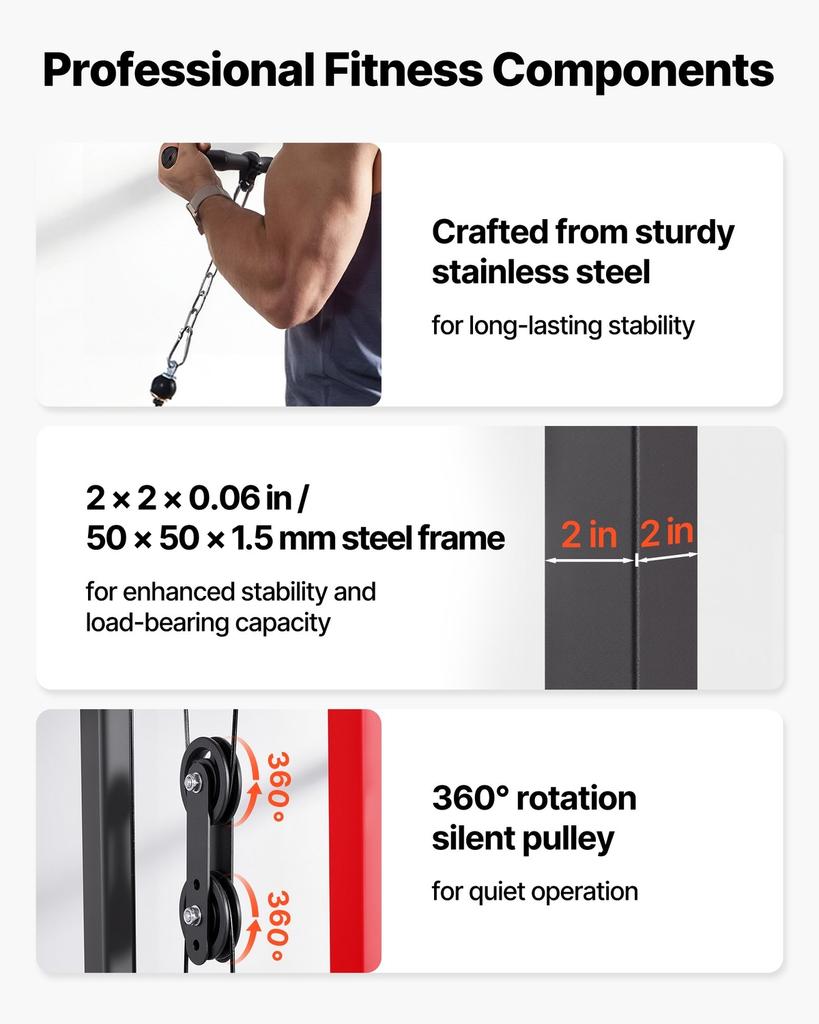 LAT Pull Down Machine, 3-in-1 Row Cable Machine, Cable Machines Home Gym with 3-Level Adjustable Seat, 4-Level Adjustable Foam Roller, Load 181kg Lat