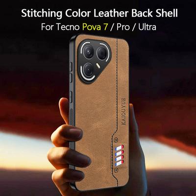 Винтажный матовый кожаный чехол с прострочкой для Tecno Pova 7 Pro Ultra Pop 10 8 4G 5G, полная защита, защита камеры, противоскользящая накладка