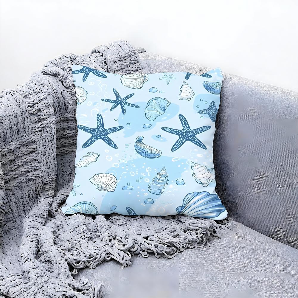 Calm Light Blue Ocean Ripple Print Cushion Cover Premium Reversible Pillow Cove in One Design for Any Room Car Interior