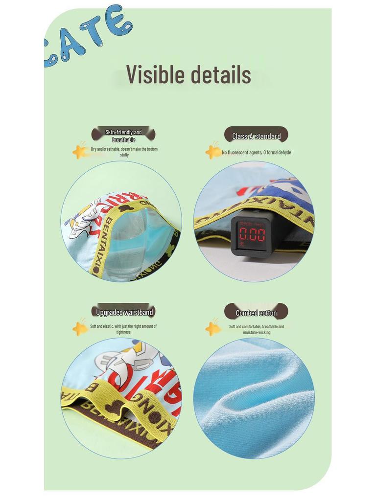 Мальчиковые боксеры из чистого хлопка с рисунком - Размеры S, M, L