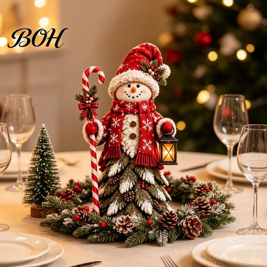 Winter Holiday Gift for Family Christmas Santa Claus/Snowman/Witch Figurine with Tree Skirt Design, Table Centerpiece Witch Collectibles Christmas,