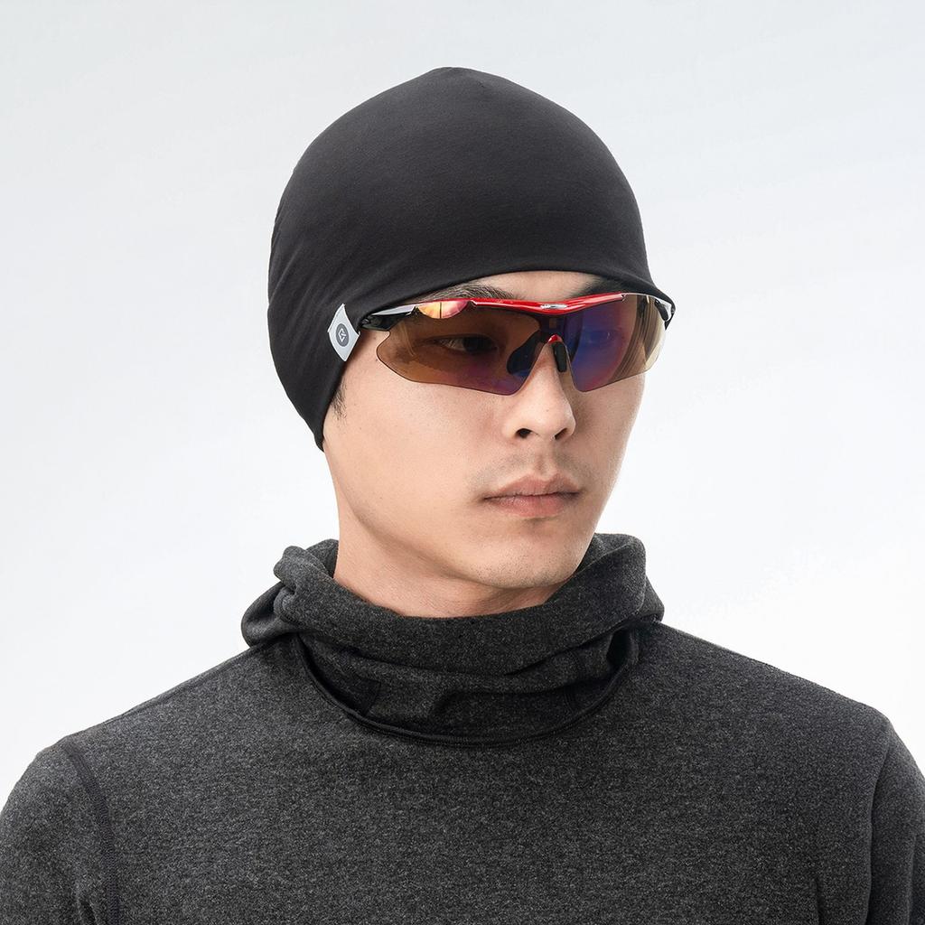 Sports cap for cycling and running made of wool and tencel fiber, one size fits all - black