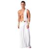 Mens Ancient Greek Cosplay Costume Long Skirt Wristbands One Shoulder Strap Roman Toga Halloween Warrior Gown