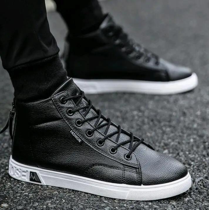 Модные кожаные туфли Ботинки Мужские ботильоны на шнуровке, увеличивающие рост Зимние ботинки больших размеров