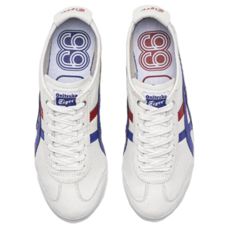 ONITSUKA TIGER Mexico 66 Удобные Универсальные Прочные Нескользящие Поддерживающие Низкие Повседневные Кроссовки Унисекс Белый Синий Красный 1183C693-100