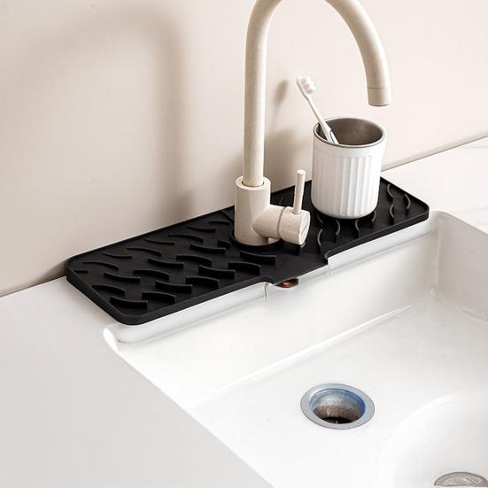 Силиконовый коврик для раковины Быстросохнущий коврик Защита от брызг на кран Водосборник Коврик против брызг для кухни ванной