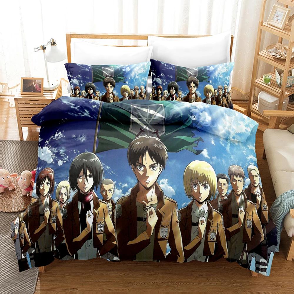 New Anime A-Attack O-On T-Titans Bedding Set Kawaii Loli Boy Duvet Cover 3D Print Japan Cartoon Bed Quilt Cover Pillowcase No Sheets