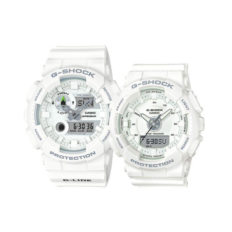 G-SHOCK Tide Лунный Фаза Уличный Стиль Кварцевый Механизм Ремешок из Смолы Унисекс Часы Белые GAX-100A-7APR+GMA-S130-7APR