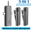3 в 1 беспроводной петличный микрофон для iPhone Type-C 3,5 мм разъем универсальный AI шумоподавление клипса на лацкан мини-микрофон для прямой трансляции трансляций микрофон