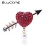 Christmas Brooch Full Red Love Heart Arrow Corsage for Women Kids Sweater Hijab Pins New Year Gifts