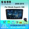 Android 14 Car Radio Carplay Auto GPS For Skoda Superb 2 B6 2008 - 2015 WIFI+4G Multimedia 2 DIN Stereo 360 Camera Video Player
