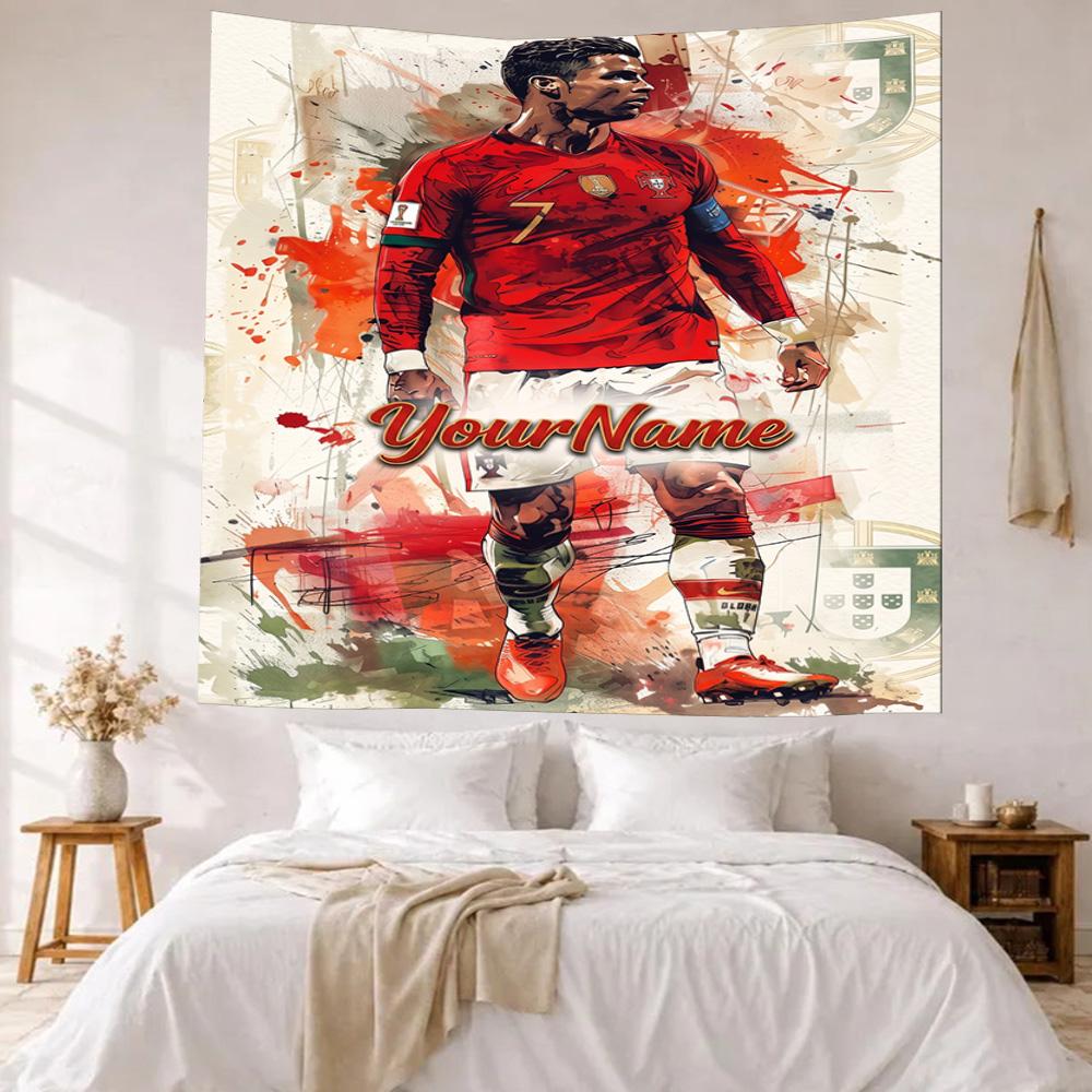 Cristiano Ronaldo Custom Your Name Wall Decor Tapestry Art For Pet Memorial Birthdaywedding Party Backdrop Family Gift