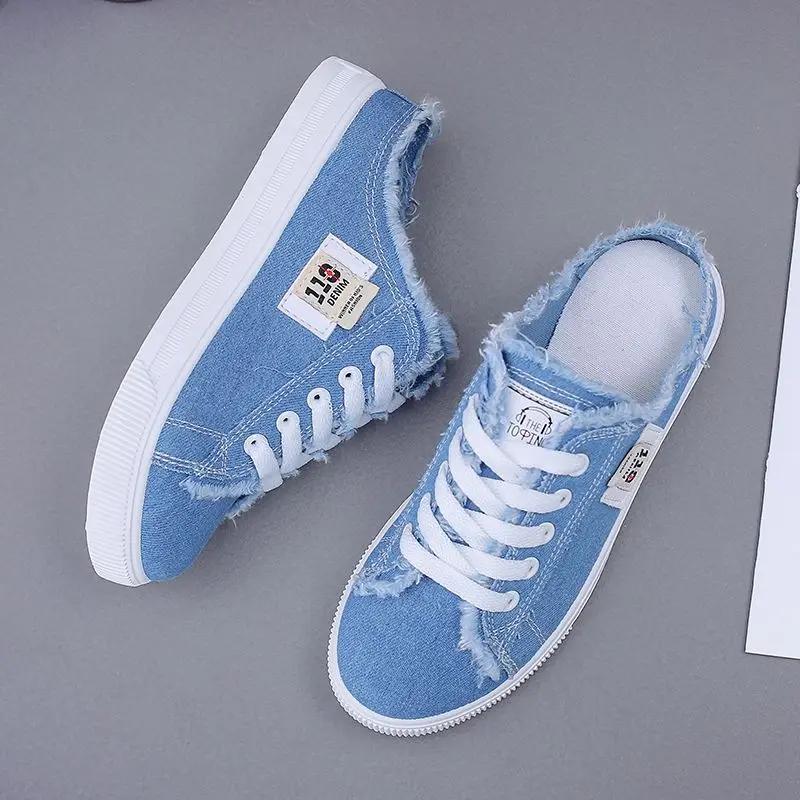 Женские парусиновые кроссовки Snakers, лето 2024 г., дышащие белые кроссовки, женская удобная повседневная обувь на шнуровке 35-43, большие кроссовки для активного отдыха