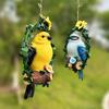 Bird On Wreath Figurine Resin Bird Hanging Decoration Garden Tree Hanging Bird Statue for Patio Porch Terrace Windows