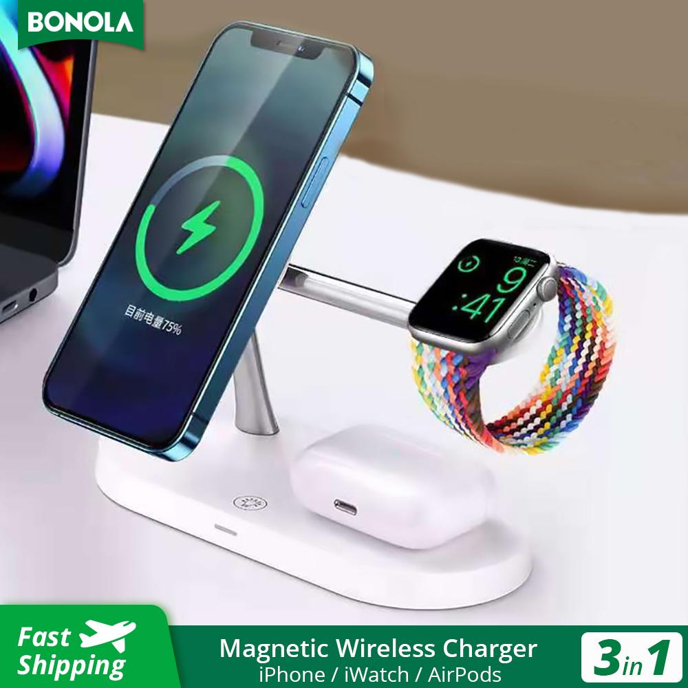Светодиодная лампа 5 в 1, магнитное беспроводное зарядное устройство для Iphone 13/14/15 Pro, беспроводная зарядная станция для Apple Watch/airpods Pro