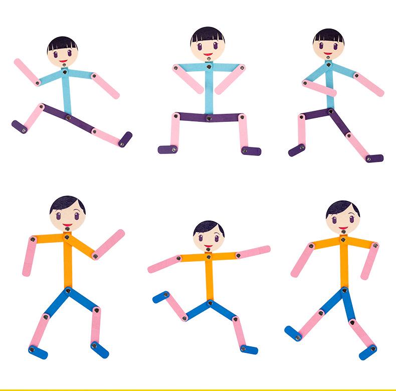 Гибкие бамбуковые конечности Деревянный манекен-головоломка: Детская игрушка для раннего развития