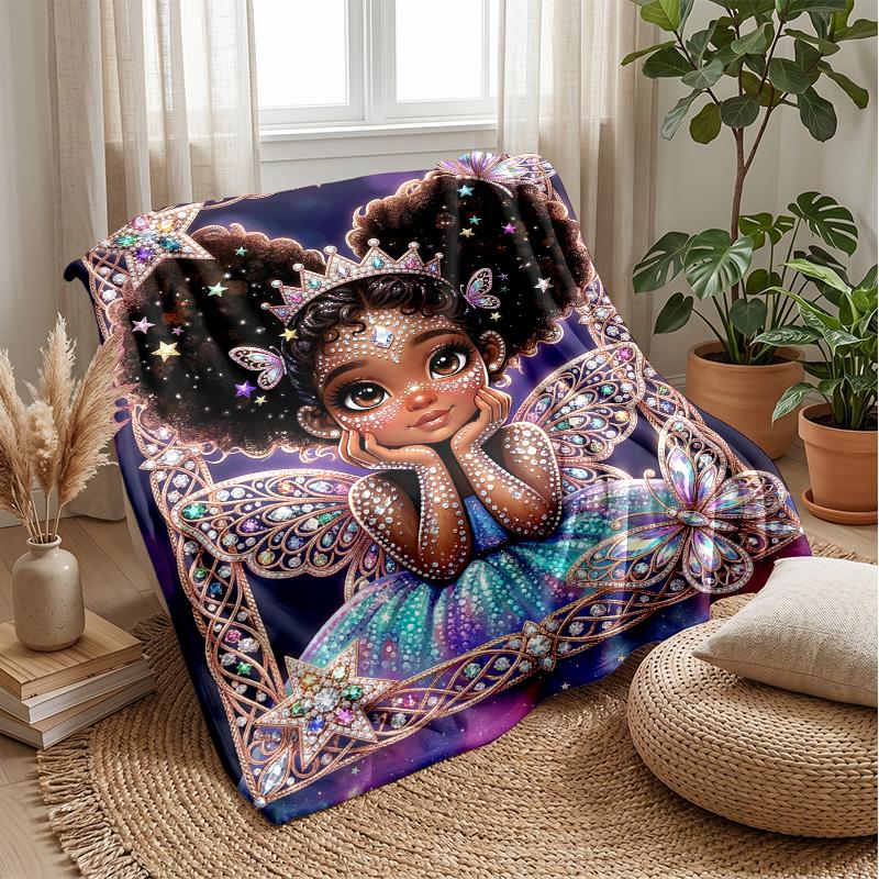 Fairy in a Magical Garden Theme blanket Lightweight Warm Flannel Blanket Decorative Throw Blanket for Home Decoration