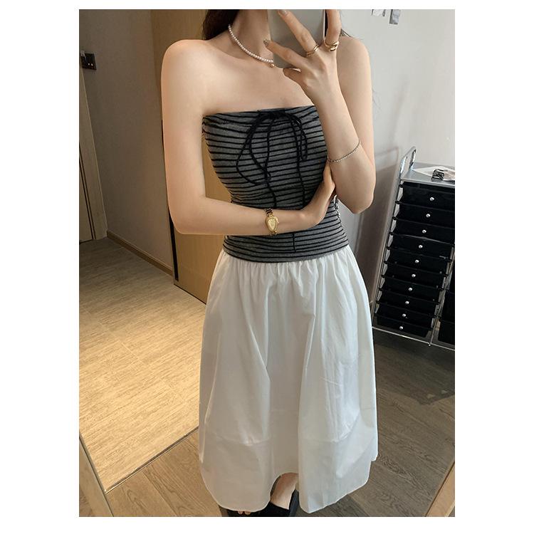 Женская майка-труба в полоску со шнуровкой в тайском стиле - уникальный летний дизайн