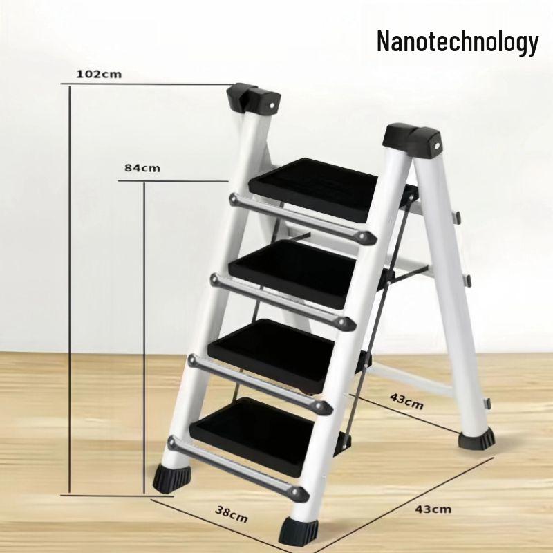 Folding Telescopic A-Frame Household Ladder, Thickened Step Stool, 3-4 Steps, Multifunctional Indoor Use.