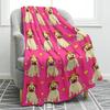 Pug Dog Blanket Lovey Animal Soft Warm Fall Chair Flannel Throw Blankets Cartoon Pet Puppy Print Bed Sofa Blanket King Queen