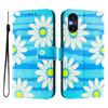 Роскошный кожаный чехол-книжка с рисунком в виде синей маргаритки для Sony Xperia 5 IV / 10 IV, Xperia 1 V / 5 V / 10 V, Xperia 1 VI, 5 VI, 10 VI.