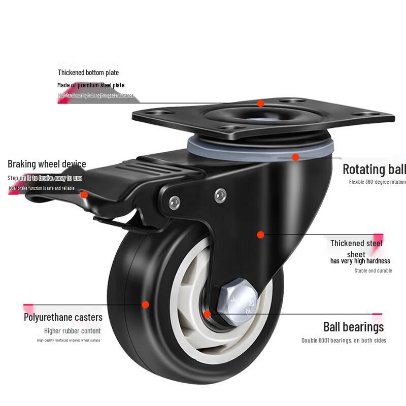 Silent Swivel Caster Wheels (10-pack)