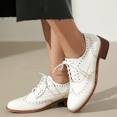 Модные Роскошные Повседневные Оксфорды 2025 Новые С Круглым Носком На Шнуровке Большие Женские Туфли На Низком Каблуке Офисные Удобные Нарядные Женские Туфли